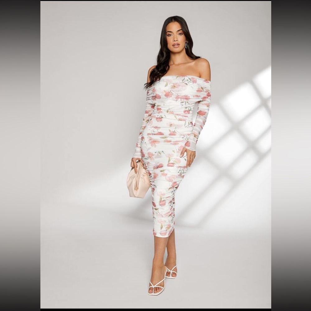 Floral Off-Shoulder Midi Dress